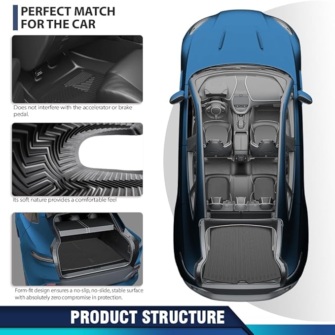 DOTCOM TPE Floor Mats Compatible with Chevy Equinox 2018 2019 2020 2021 2022 2023 2024, All Weather Protection 1st & 2nd & 3rd Row Truck Mats Cargo Liner Accessories,alfombras para carro 4PCS