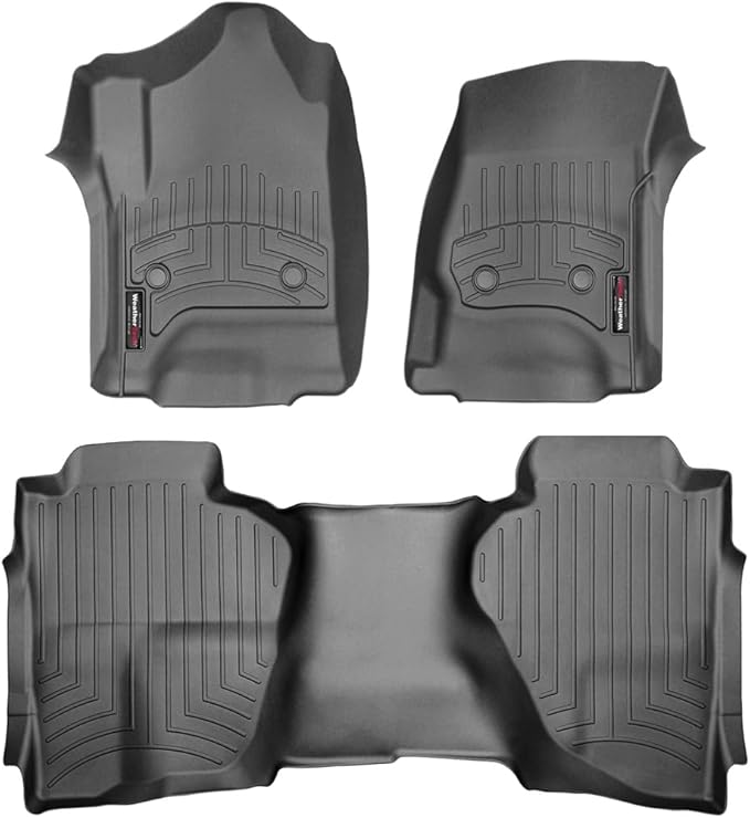 Weathertech Custom Fit FloorLiners for Chevrolet Silverado 2500HD/3500HD, Silverado 2500HD/3500HD, Sierra 2500HD / 3500HD - 1st & 2nd Row (446071-445423), Black