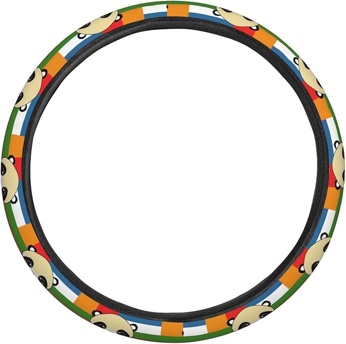 Rainbow Cute Panda Head Steering Wheel Covers Anti-Slip Elasticity Car Accessories Steering Wheel Protector Universal 15 Inch for Cars SUV Vehicle Truck