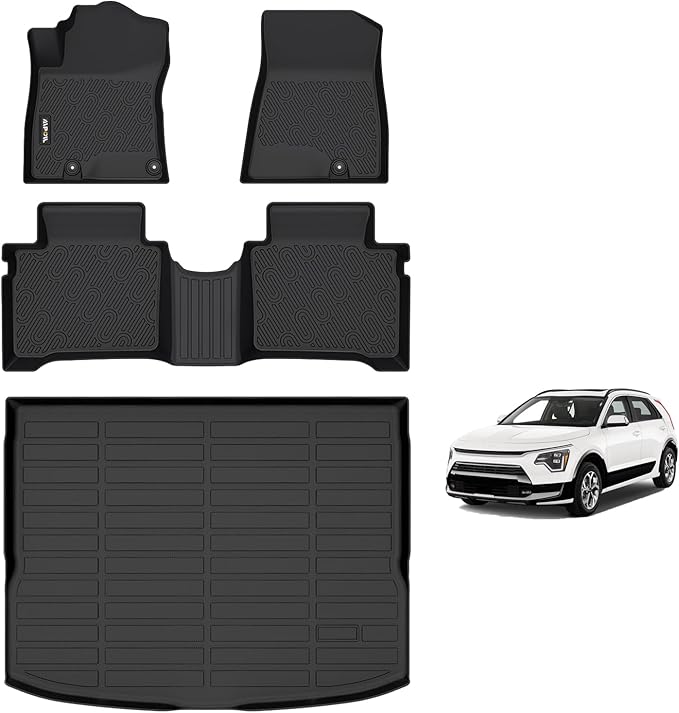 AIPOIL® Floor Mats & Cargo Liner Set for 2023-2025 Kia NIRO & Kia NIRO Hybrid (Not for NIRO EV & NIRO PHEV) All Weather Protection TPE Anti-Slip Automotive Full Set Accessories - Black