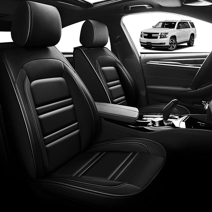 Seat Cover for Chevy Tahoe 1995-2025 | Car Seat Covers Front Seats, Waterproof Seat Protectors, Automotive Front Seat Covers (Front Seat, Black)