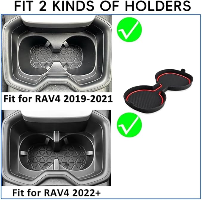 Auovo 3D Cup Holder Inserts for Toyota RAV4 Accessories 2025 2024 2023 2022 2021 2020 2019 Silicone Center Console Cup Holder Coaster Liner Mat Pad Interior Trims (Red, 2pcs kit)