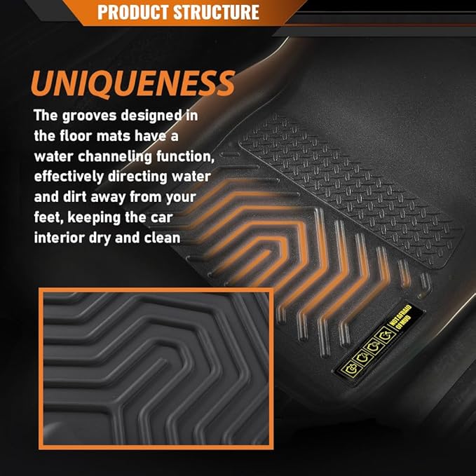 ANDPLAY TPE Floor Mats Liners Compatible with Ford Escape 2013-2019 Fit Ford C-Max 2013-2018 3-Piece Premium All Weather Protection Black Floor Liners alfombras para carro