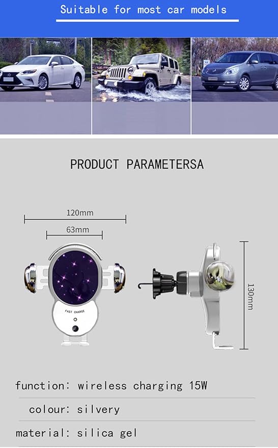 Wireless Car Charger,Mosurr 15W Auto Clamping Phone Holders for Your car fit for iPhone 16 15 14 13 12 Mini Pro Max 11 XR XS, Samsung Galaxy S25 Ultra S24 S23 S22 S21+, etc