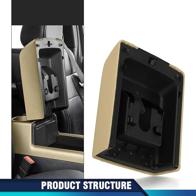 PIT66 Armrest Lid Cover Center Console Lid, Compatible with 2004-2008 Ford F150 5L3Z1506024AAD Console Armrest Top Lid Beige