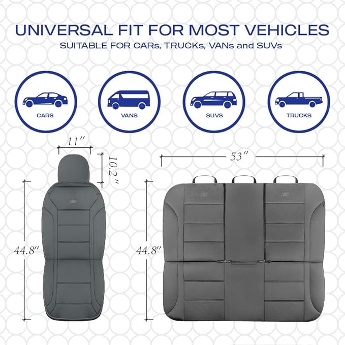 Skechers Memory Foam Car Seat Covers, Lycra Fabric Seat Covers,Seat Cover Full Sets Airbag Compatible, Automotive Comfort Protection for Most Cars,Trucks, SUVs, All Beige