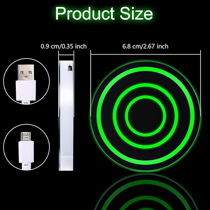 2 Pcs LED Car Cup Holder Lights,USB Charging Car Coasters,7 Colors Luminescent Light Cup Pad,Luminescent Cup Pad Interior Atmosphere Lamp Decoration Light (Circle Ring)