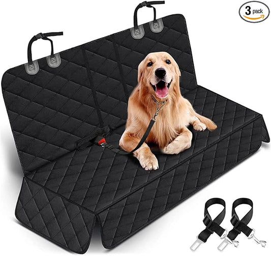 Dog Car Seat Cover, Back Seat Cover for Dogs Pet Car Seat Protector Waterproof Bench Car Seat Cover, Non-Slip Reat Seat Cover fits Middle Armrest for Most Cars Trucks SUVs - Black