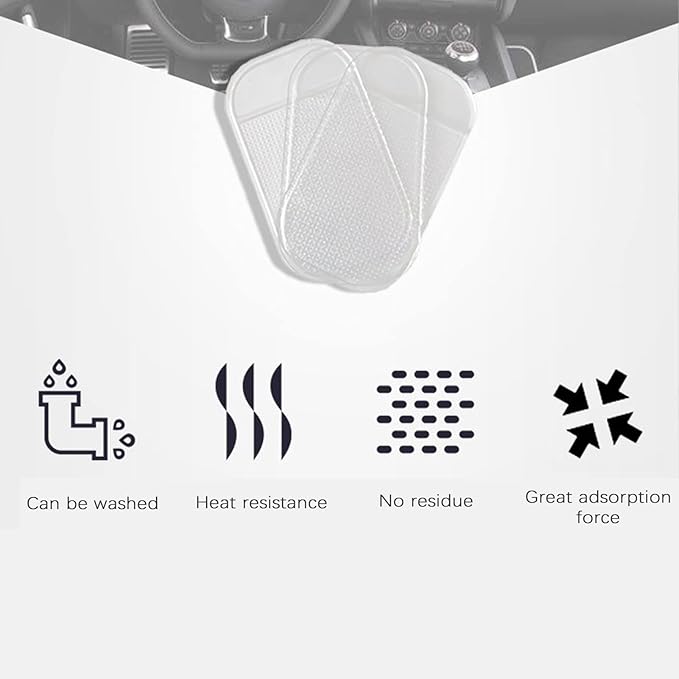 5PCS Extra-Strong Anti-Slip Pad Car Dashboard Sticky Pad Removable Silicone Gel Mat Washable Multi-Purpose PU Gel for Cell Phone Tablet (White)