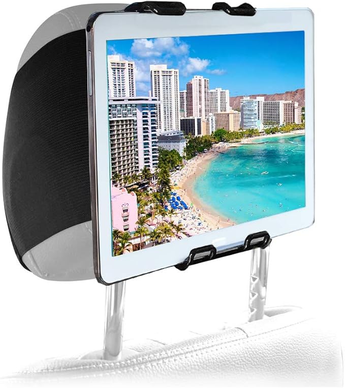 LycoGear Universal Car Headrest Strap Tablet/Smartphone Mount for iPad Air, iPad Mini, iPad Pro, iPhone 14, 13, 12, 15, Galaxy S21, S22, S23
