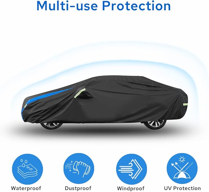 Avecrew Car Cover Waterproof All Weather for Automobiles, Outdoor Heavy Duty Full Exterior Covers for Sedans(178"-185")