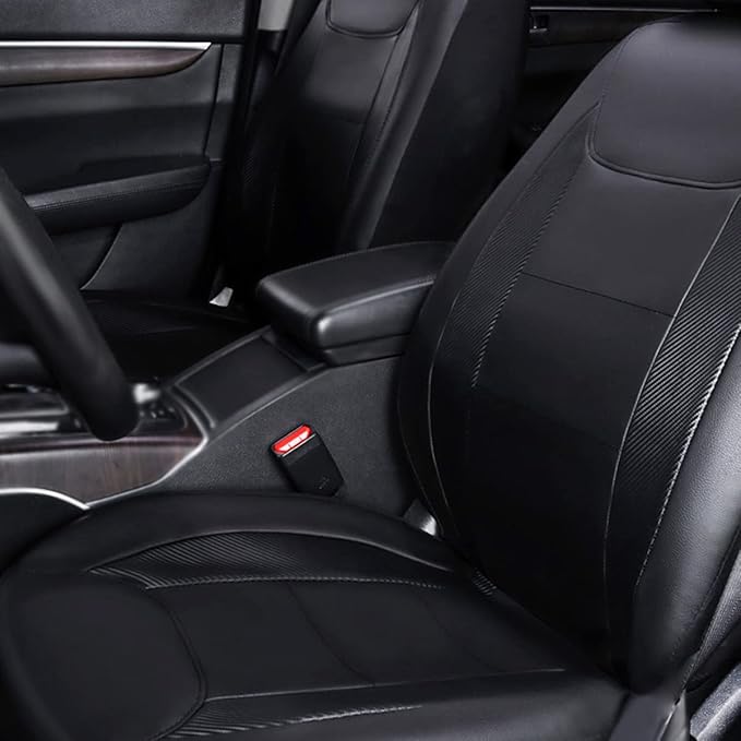 Flying Banner car seat Covers Protects Water Proof Faux Leather Carbon Fiber Fronts Solid Black (Solid Black, Front Pair)