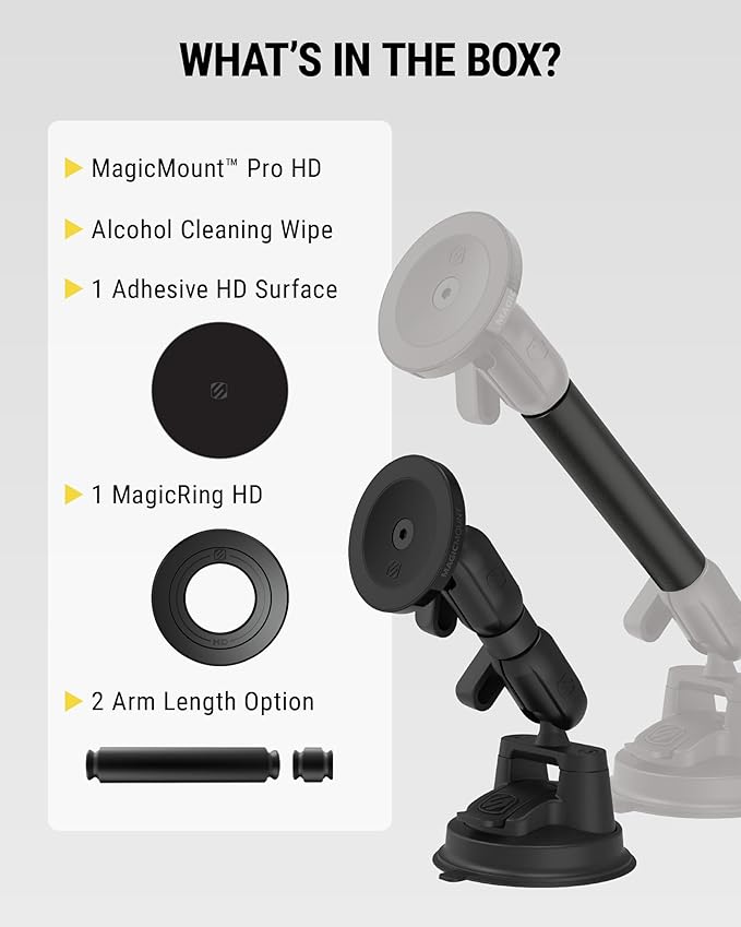 Scosche Extra-Strong Magnetic Cell Phone Car Mount/Tablet Holder for Truck, Semi, & Car, Heavy Duty MagSafe Suction Mount for Dashboard/Windshield Compatible with MagSafe, iPhone, Android & iPad