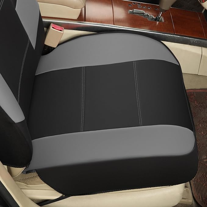 GIANT PANDA Front Seat Cover for Nissan, Leather Seat Protectors Custom Fit Nissan Rogue Altima Sentra Versa Kicks Frontier Murano Pathfinder Maxima (Grey+Black)