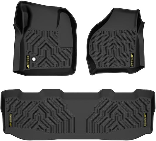 DOTCOM TPE Floor Mats Fit Ford F250 F350 Super Duty Crew Cab 1999-2007,All Weather Custom Fit Full Cover Protection 1st & 2nd Row Truck Mats Cargo Liner Accessories,alfombras para carro 3PCS