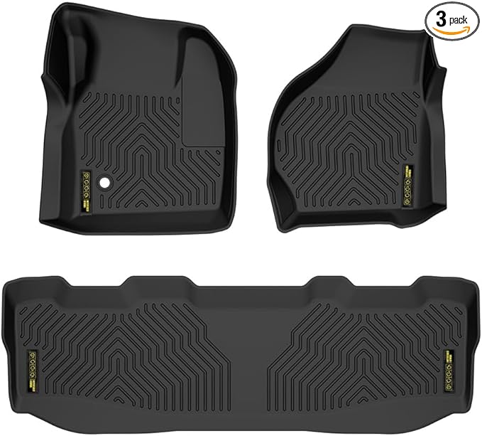PIT66 Floor Mats Cargo Liners Compatible with Ford F250 F350 Super Duty CrewCab Models 1999-2007 (Heavy Duty) 3-Piece Premium All Weather Automotive TPE Liners
