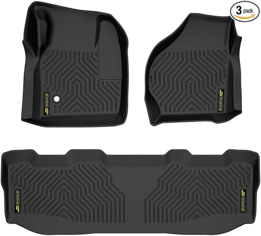 PIT66 Floor Mats Cargo Liners Compatible with Ford F250 F350 Super Duty CrewCab Models 1999-2007 (Heavy Duty) 3-Piece Premium All Weather Automotive TPE Liners