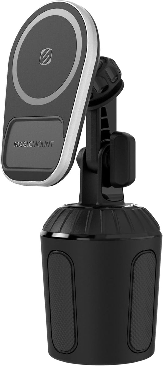 Scosche MPQ5CUP2 MagicMount Pro Charge5 15W Magnetic Wireless Phone Charger for Car, Cup Holder Phone Mount with Fast Charging for MagSafe iPhone 16 15 14 13 12 Series and Qi-Enabled Android Phones
