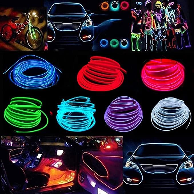 ABALDI El Wire Neon Light Car Interior LED Lights, Ambient Lighting Kits for Xmas Halloween Christmas Car Decoration(5m/16ft, Ice Blue)