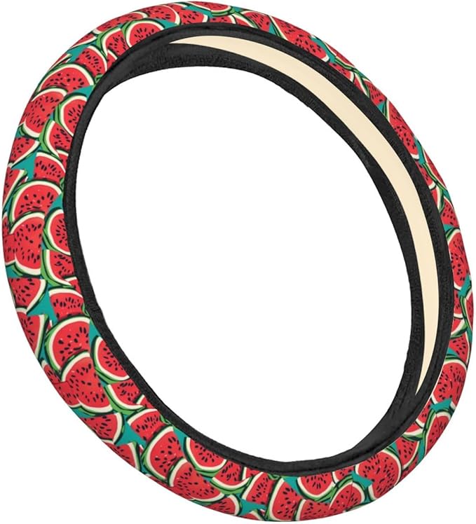 Summer Watermelon Steering Wheel Covers Anti-Slip Elasticity Car Accessories Steering Wheel Protector Universal 15 Inch for Cars SUV Vehicle Truck