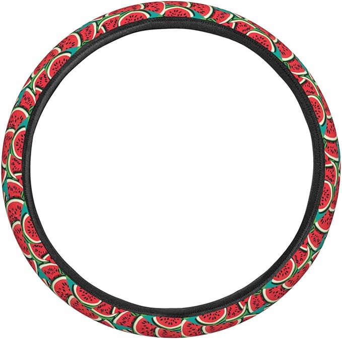 Summer Watermelon Steering Wheel Covers Anti-Slip Elasticity Car Accessories Steering Wheel Protector Universal 15 Inch for Cars SUV Vehicle Truck