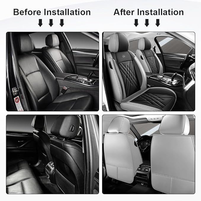 Seat Covers Fit for Toyota Corolla 2015-2026 Leather Car Seat Cover, Stylish Waterproof Breathable Easy to Install Airbag Compatibility, Auto Interior Accessories(5 Seat,Black Gray)