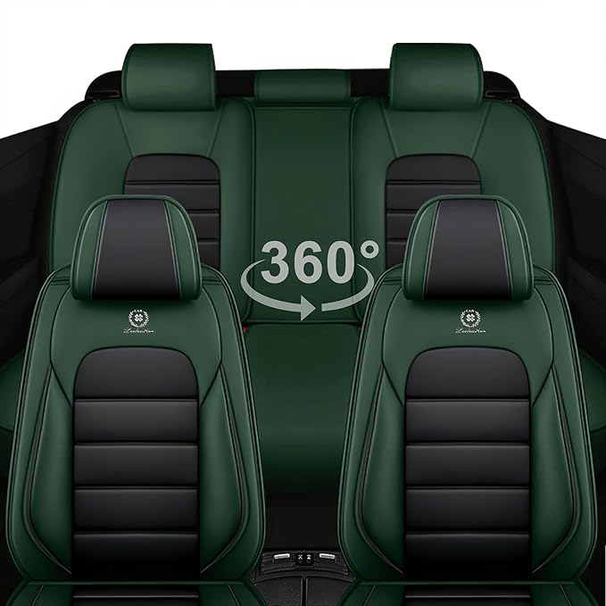 5 Seat Covers for Toyota RAV4 2000-2026 Breathable Car Seat Covers,Anti-Slip Waterproof Car Seat Protectors with Airbag,Automotive Vehicle Cushion with Storage Pockets (Standard,Green)