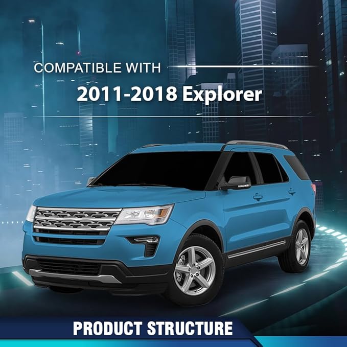 PIT66 Console Lid Armrest Cover Stitch Black Compatible with Ford Explorer 2011 2012 2013 2014 2015 2016 2017 2018