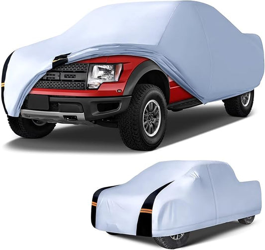 Heavy Duty Truck Cover Waterproof All Weather. 100% Waterproof Pickup Truck Cover Sun & Rain Protector. Custom Fit Ford F-Series, Chevy Silverado, Ram Pickup, etc. (Length: 229-242 inches)