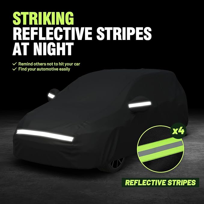 Favoto Hatchback Car Cover Waterproof 6 Layers All Weather for Automobiles Heavy Duty Full Exterior Cover Outdoor Sun Snow Protection Universal Fit for Hatchback (146-157 inch)