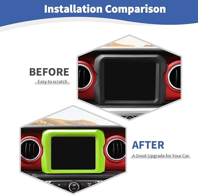 RT-TCZ for Jeep JL Center Console Radio Display Panel Trim Cover for Jeep Wrangler JL JLU Gladiator JT 2018-2023 Green Interior Accessories 8.4 inch