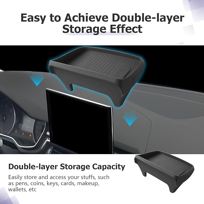 LUWU Dashboard Storage Tray Compatible with 2020-2025 Audi A4L/A4/S4 & 2021-2025 Audi A5/S5/Q5/Q5L & 2021-2025 VW ID.4 Behind Screen Organizer Center Console Display Box Dash Tray