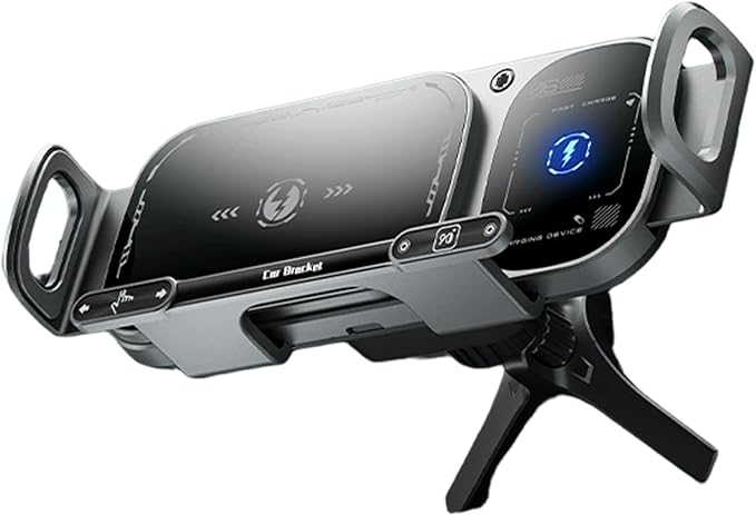 Wireless Charging Rotating Car Mount with Auto Clamping 15W Fast Charging Phone Car Mount Touch Control Wireless Chargers for Dashboard & Air Vent Grey