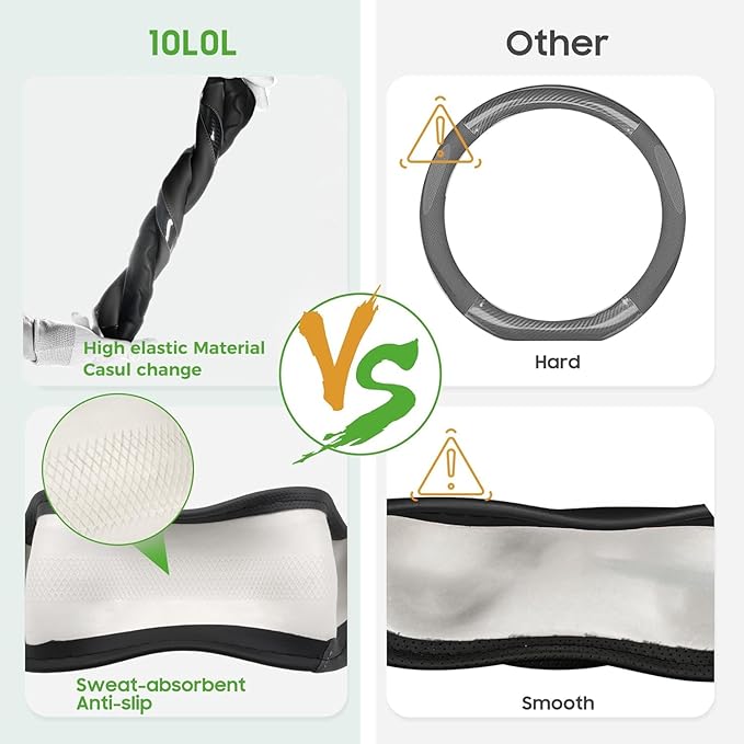 10L0L Golf Cart Steering Wheel Cover for Yamaha, Club Car DS & Precedent, 14 Inch Black