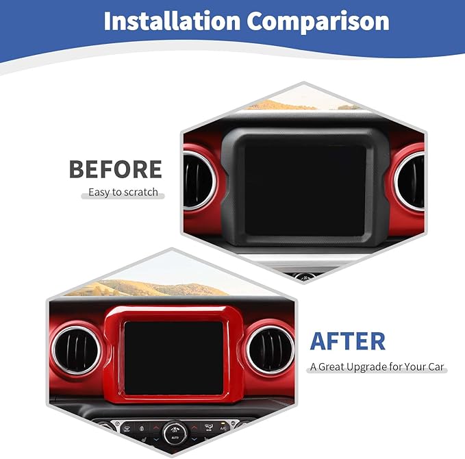 RT-TCZ for Jeep JL Center Console Radio Display Panel Trim Cover for Jeep Wrangler JL JLU Gladiator JT 2018-2023 Red Interior Accessories 8.4 inch