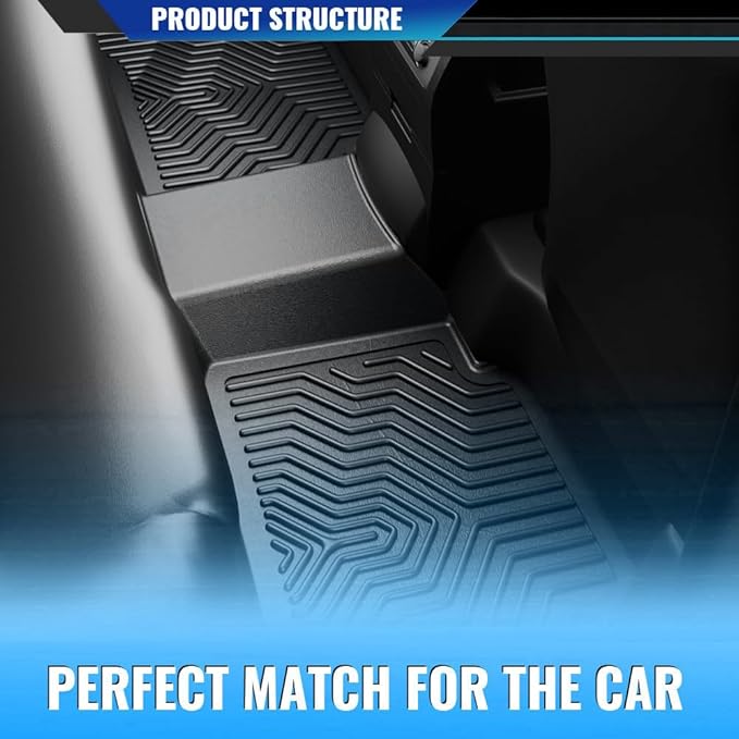 TPE Floor Mats Fit Chevy Silverado GMC Sierra 1500 Crew Cab 2007-2013, Fit Silverado/Sierra 2500 3500 Crew Cab 2007-2014, All Weather Full Cover Protection 1st & 2nd Row Cargo Liner Accessories 3PCS