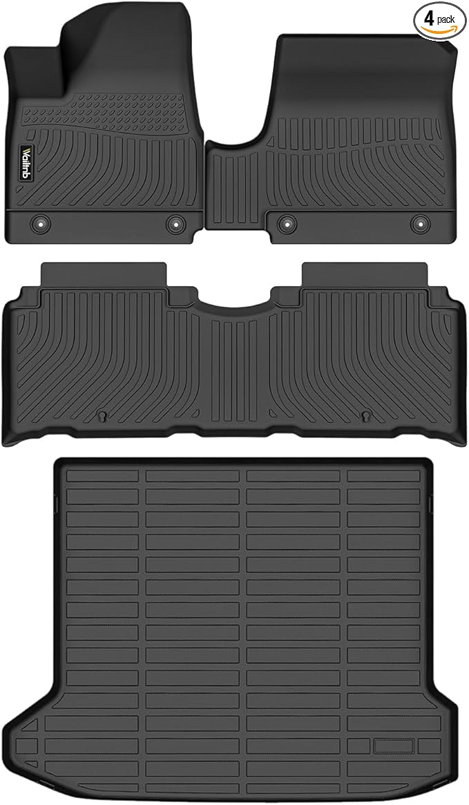 Wailtnb-Floor Mats & Cargo Liner for Hyundai Ioniq 5 Fixed Center Console 2022-2024 (Unmovable Center Console) Waterproof Durable All Weather Car Mat Custom Fit for Ioniq 5 Accessories Black