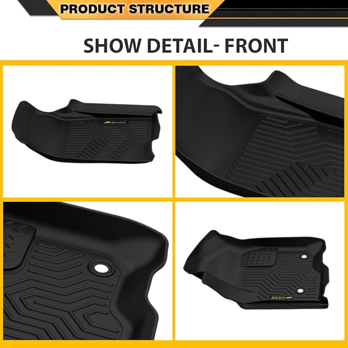 TPE Floor Mats Cargo Liners Compatible with Chevy Silverado/GMC Sierra 1500 2500HD 3500HD Crew Cab 2020-2024 All-Weather Protection