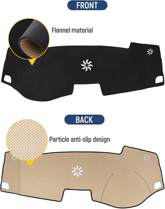 BIBLOZ Dash Cover for Toyota Sienna 2011-2014 Accessories Black Flannel Dashboard Cover Mat Car Dashboard UV Sun Protection