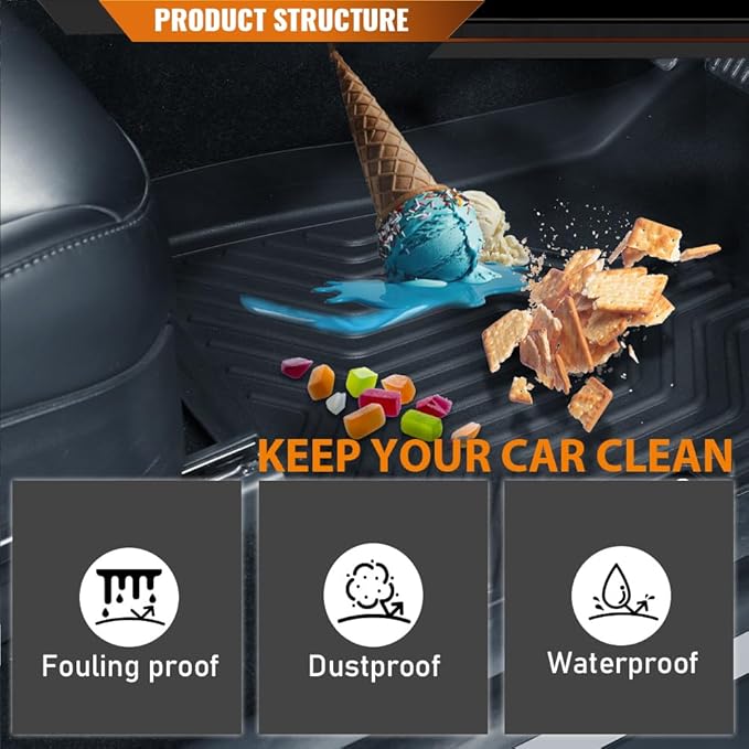 ANDPLAY TPE Floor Mats Liners 3PCS Compatible with Honda Civic Coupe/Sedan 2016-2021 Fit Honda Civic Hatchback 2017-2021 Fit Insight 2016-2021 Front & 2nd Row Liner All Weather Liners