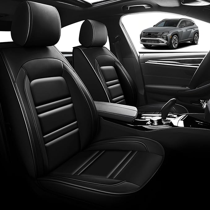 Seat Cover for Hyundai Car Tucson 2005-2025 | Car Seat Covers Front Seats, Waterproof Seat Protectors, Automotive Front Seat Covers (Front Seat, Black)