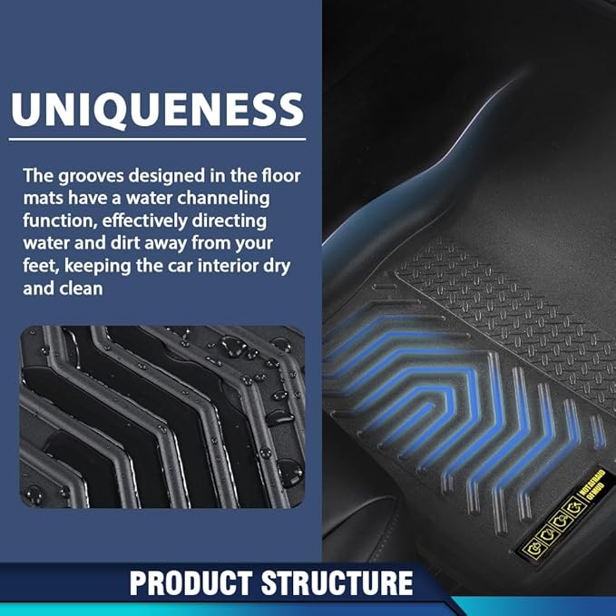 PIT66 Floor Mats Cargo Liners Compatible with Ford Escape 2013-2019, Fit Ford C-Max 2013-2018 (Heavy Duty) 3-Piece Premium All Weather Automotive TPE Liners