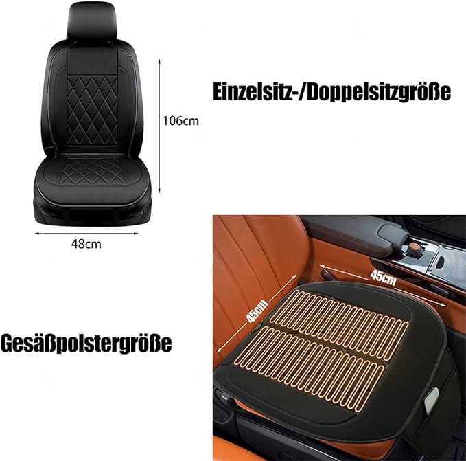 Warm and Cosy Car seat Cushion Easy to Install and Detachable Essential for Long Distance Driving in Winter,Two-Seater