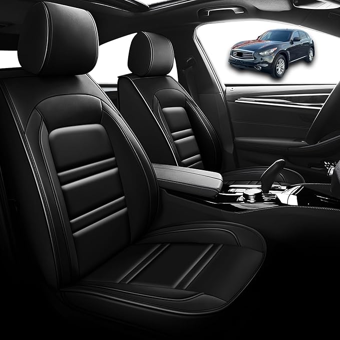 Seat Cover for Infiniti fx35 2003-2012 | Car Seat Covers Front Seats, Waterproof Seat Protectors, Automotive Front Seat Covers (Front Seat, Black)