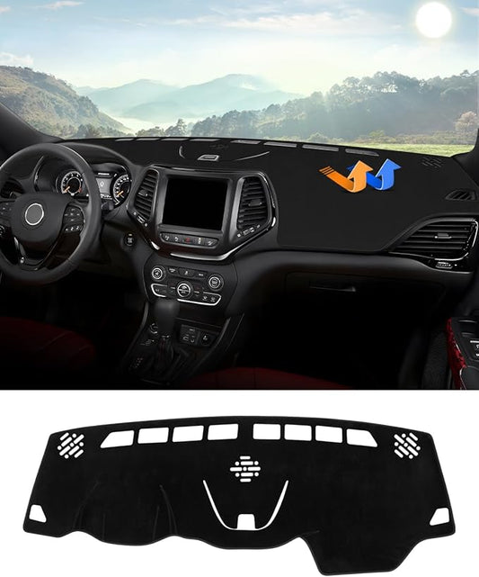 Autorder Dashboard Cover Mat for 2014-2023 Jeep Cherokee Accessories Dash Cover Flannel Dash Mat Sunshade Glare UV Rays Protector (Not Fit Grand Cherokee)