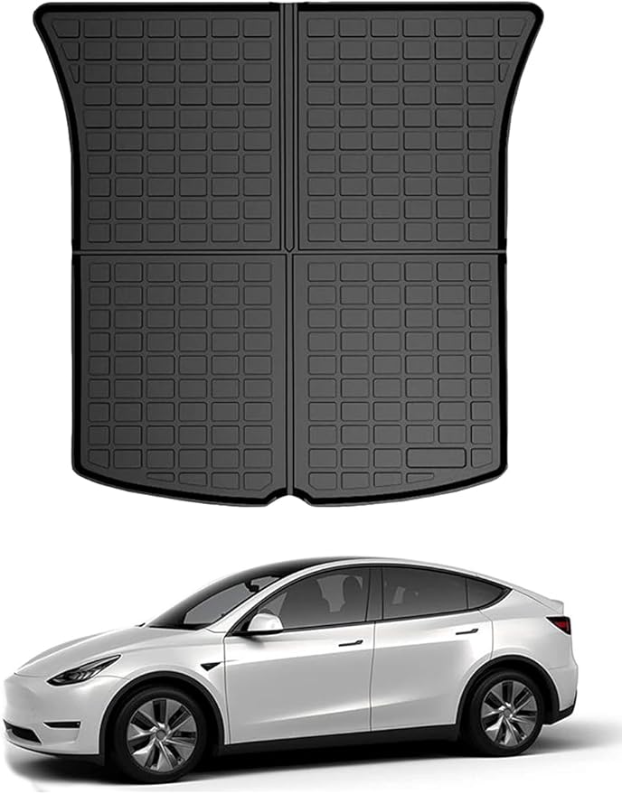 All Weather Rear Cargo Liners Trunk Tray Mats Protector Custom Compatible with 2020-2023 2024 2025 Model Y 5-Seats（Not for Juniper），3D Waterproof Durable Odorless Flexible Black TPO Accessories