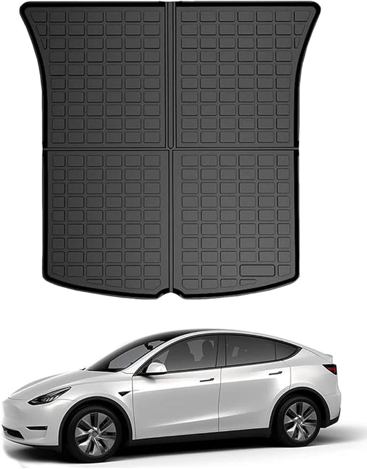 All Weather Rear Cargo Liners Trunk Tray Mats Protector Custom Compatible with 2020-2023 2024 2025 Model Y 5-Seats（Not for Juniper），3D Waterproof Durable Odorless Flexible Black TPO Accessories