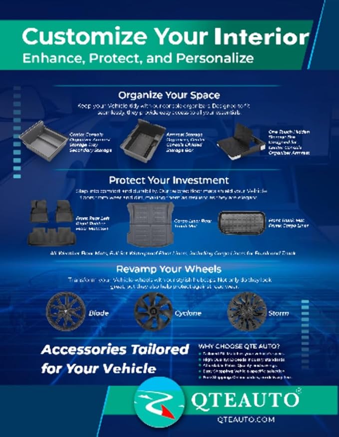 PM Auto Set of 3 All Weather Trunk Mats Cargo Liner for 2023-2025 Tesla Model 3 Highland, Model 3 Accessories 2025 2024 2023, Front and Rear Trunk Protection, TPE Material, Durable