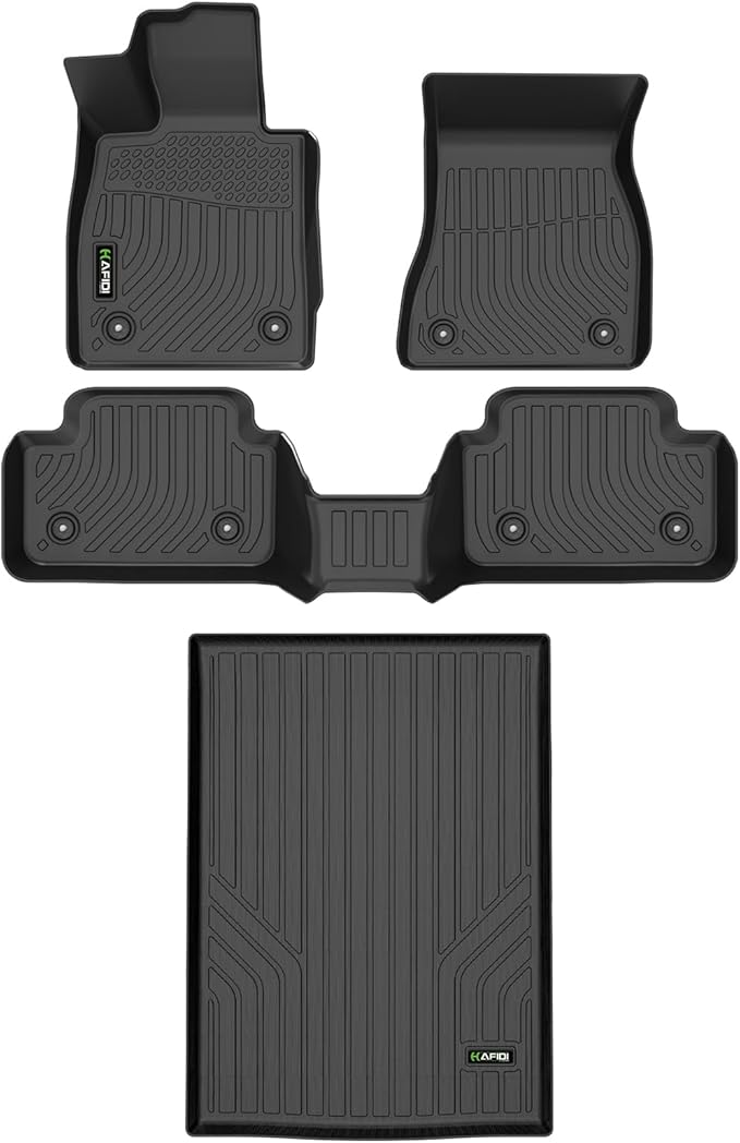 Floor Mats & Cargo Liner Set Fit for 2024 2025 BMW 5 Series G60 (530i/530i xd/540i/540i xd) All Weather Protection TPE Anti-Slip Automotive BMW 5 Floor Liners Custom Accessories - Black