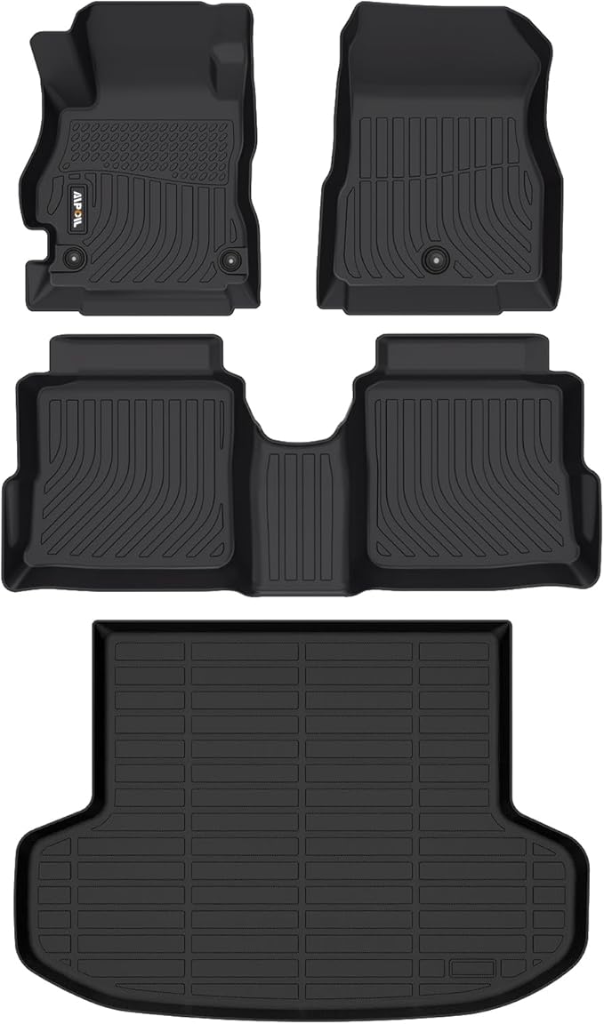 AIPOIL® Floor Mats & Cargo Liner Set for 2020-2024 2025 Nissan Versa All Weather Protection TPE Anti-Slip Automotive Full Set Custom Car Mats Accessories - Black